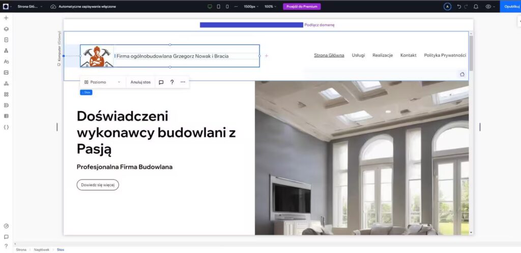 Wix studio - kreator wyrównanie elementów Blog CraftedWP