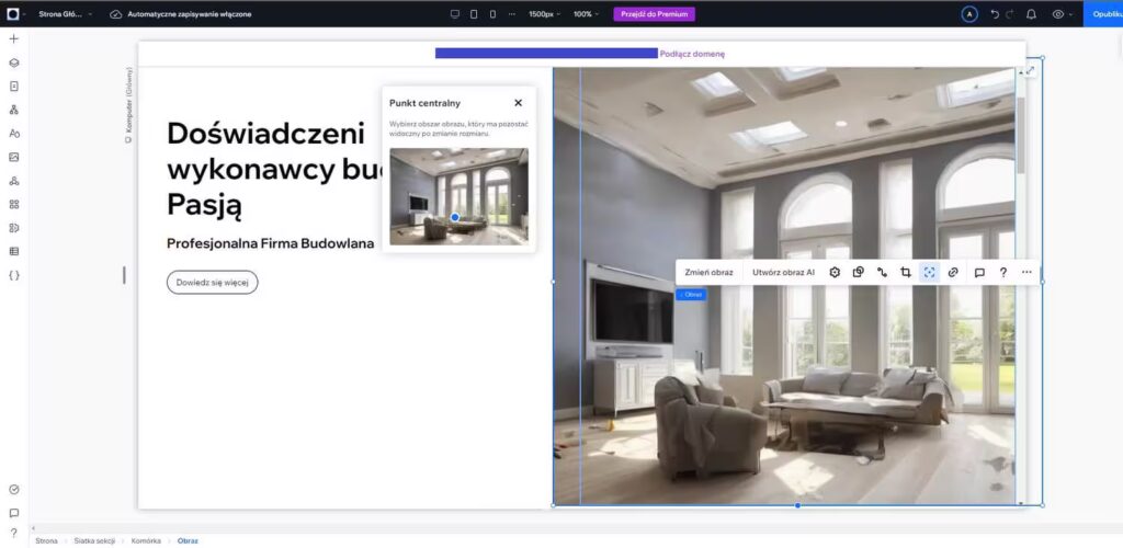 Wix studio - kreator wyśrodkowanie zdjęcia Blog CraftedWP
