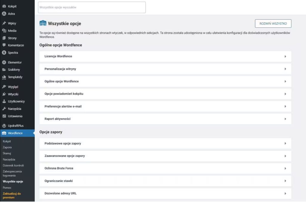 Wtyczka bezpieczeństwo do WordPress Wordfence Security Ustawienia Blog CraftedWP