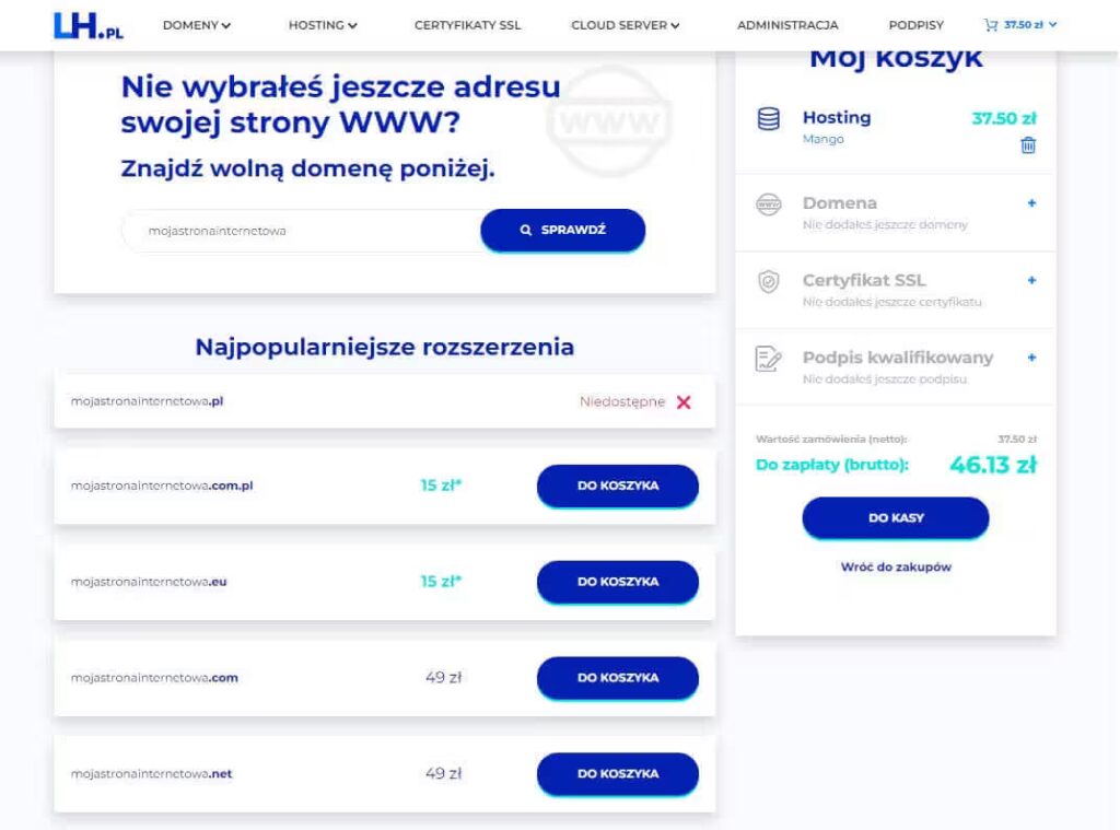 Wybór domeny dla strony WordPress Blog CraftedWP