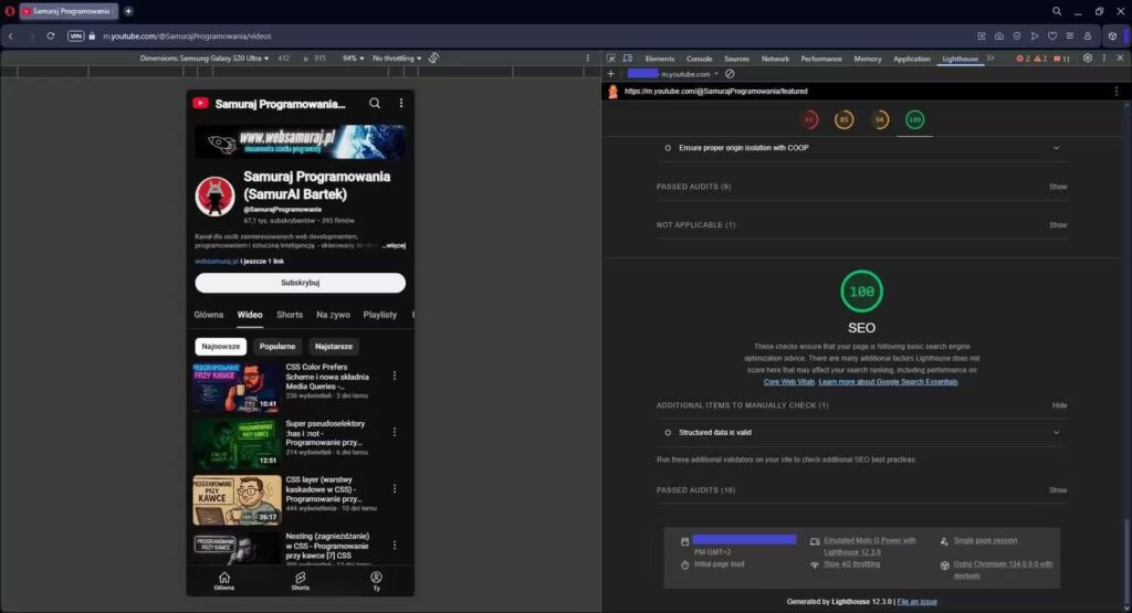 Narzędzie deweloperskie test responsywności strony Blog CraftedWP