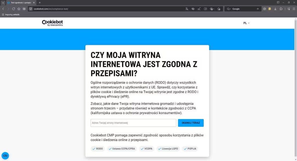 Cookiebot sprawdzenie RODO Blog CraftedWP