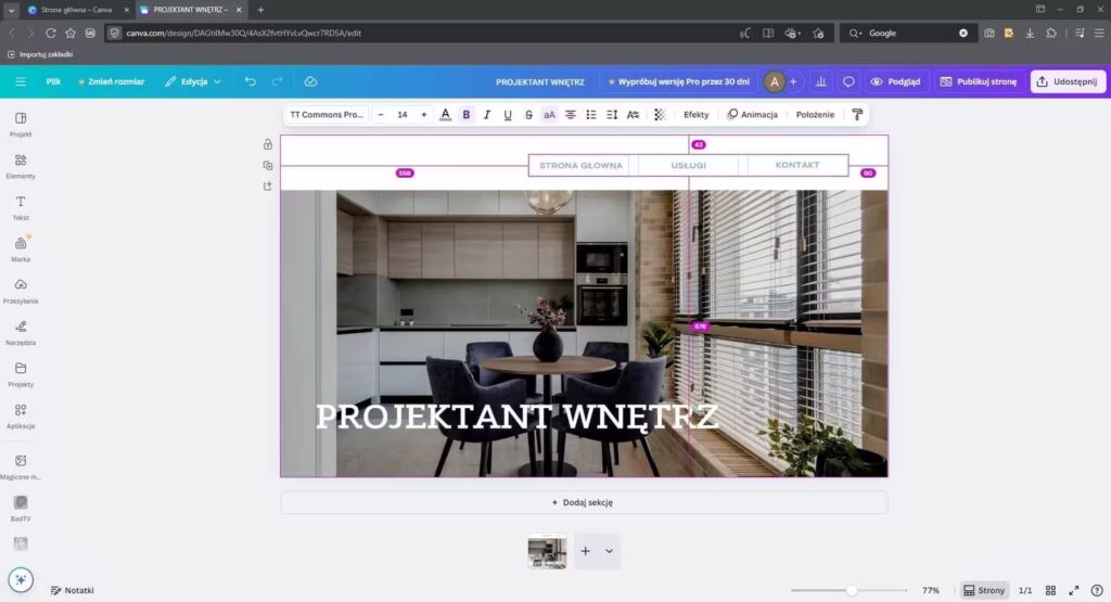 Powielenie i przesunięcie elementów na stronie Canva Blog CraftedWP