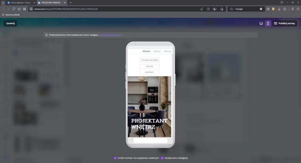 Wersja mobilna strony Canva Blog CraftedWP