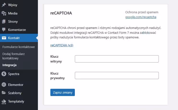 Wprowadzenie klucza do integracji Blog CraftedWP