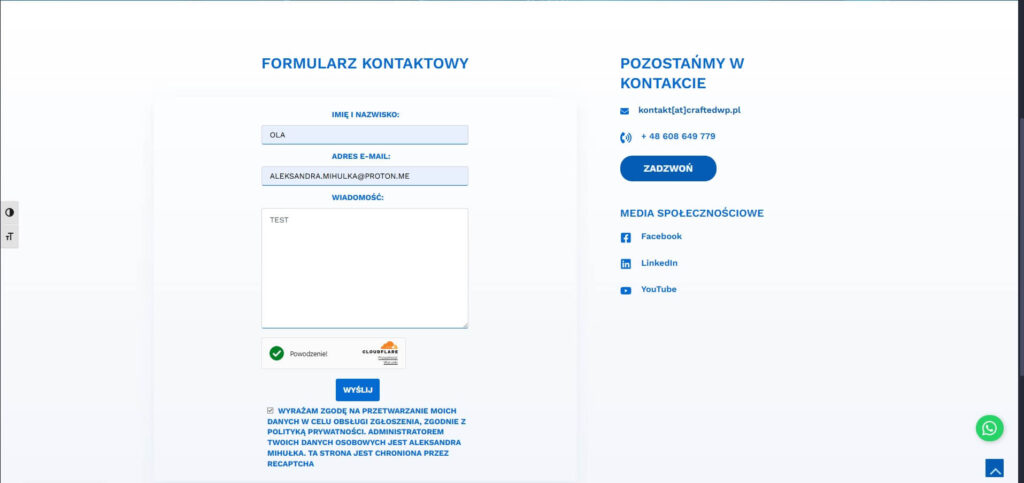 Formularz kontaktowy craftedwp