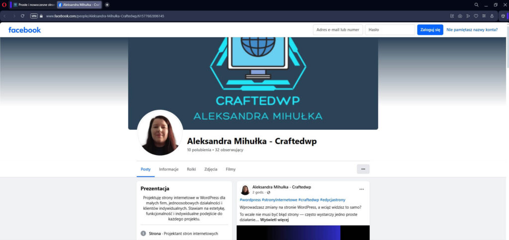 Profil Facebook craftedwp