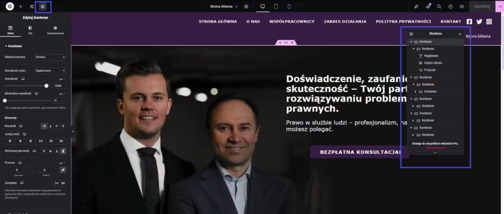 Struktura strony WordPress Elementor Blog CraftedWP