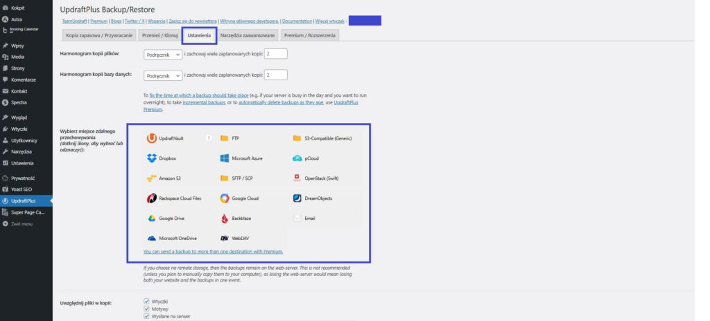 UpdraftPlus kopia zapasowa WordPress