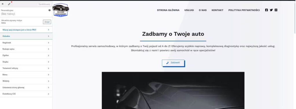 Ustawienia globalne WordPress Blog CraftedWP