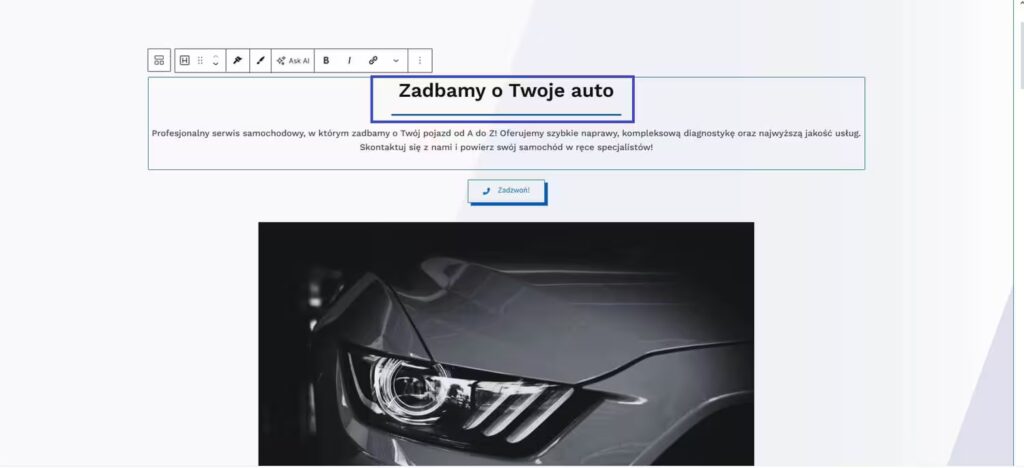 Zmiana nagłówka na stronie WordPress Blog CraftedWP