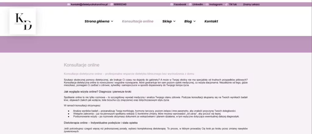 Konsultacje dietetyczne przed zmianami Dietetyk Kliniczny realizacja CraftedWP