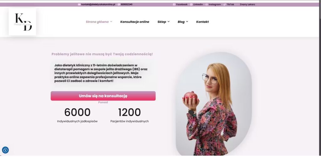 Strona główna przed zmianami Dietetyk Kliniczny realizacja CraftedWP