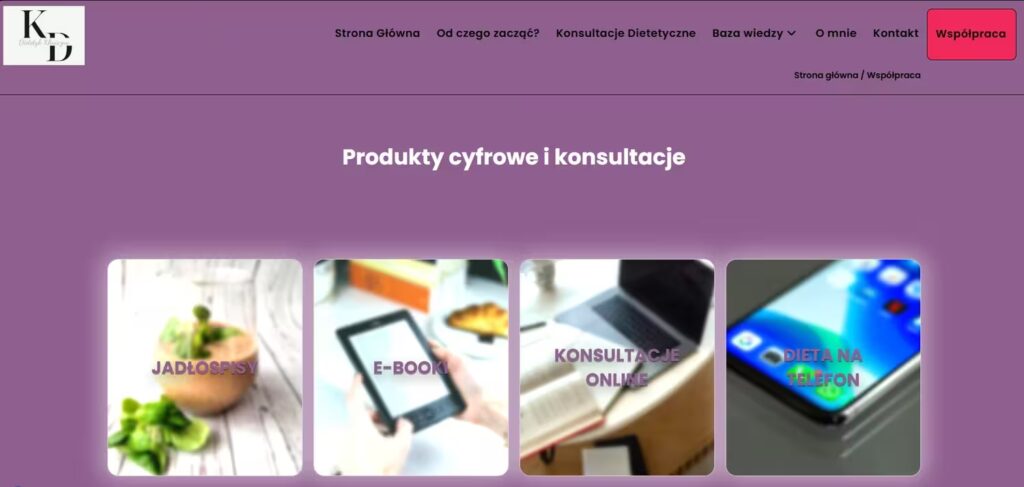 Strona sklepu dietetyk kliniczny realizacja CraftedWP